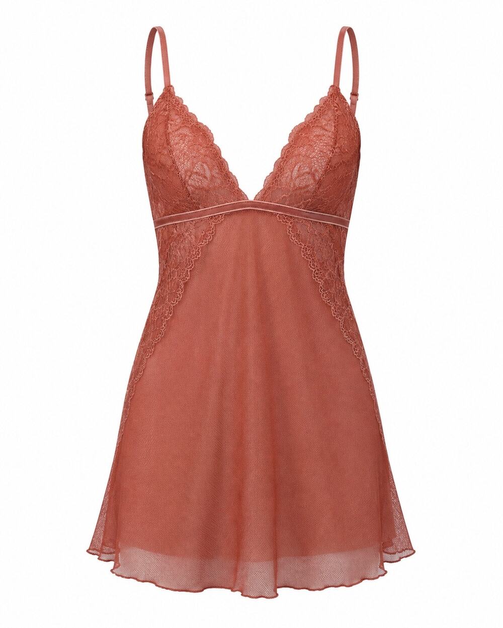 b.temptd by Wacoal Sheer Lace Slip Dress Rose Mauve Lingerie Medium